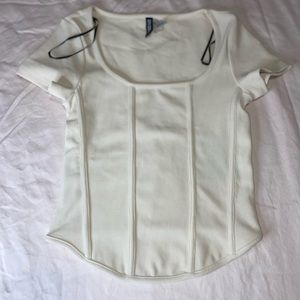H&M cream corset design tee